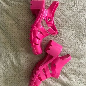 Hot pink gel sandals
